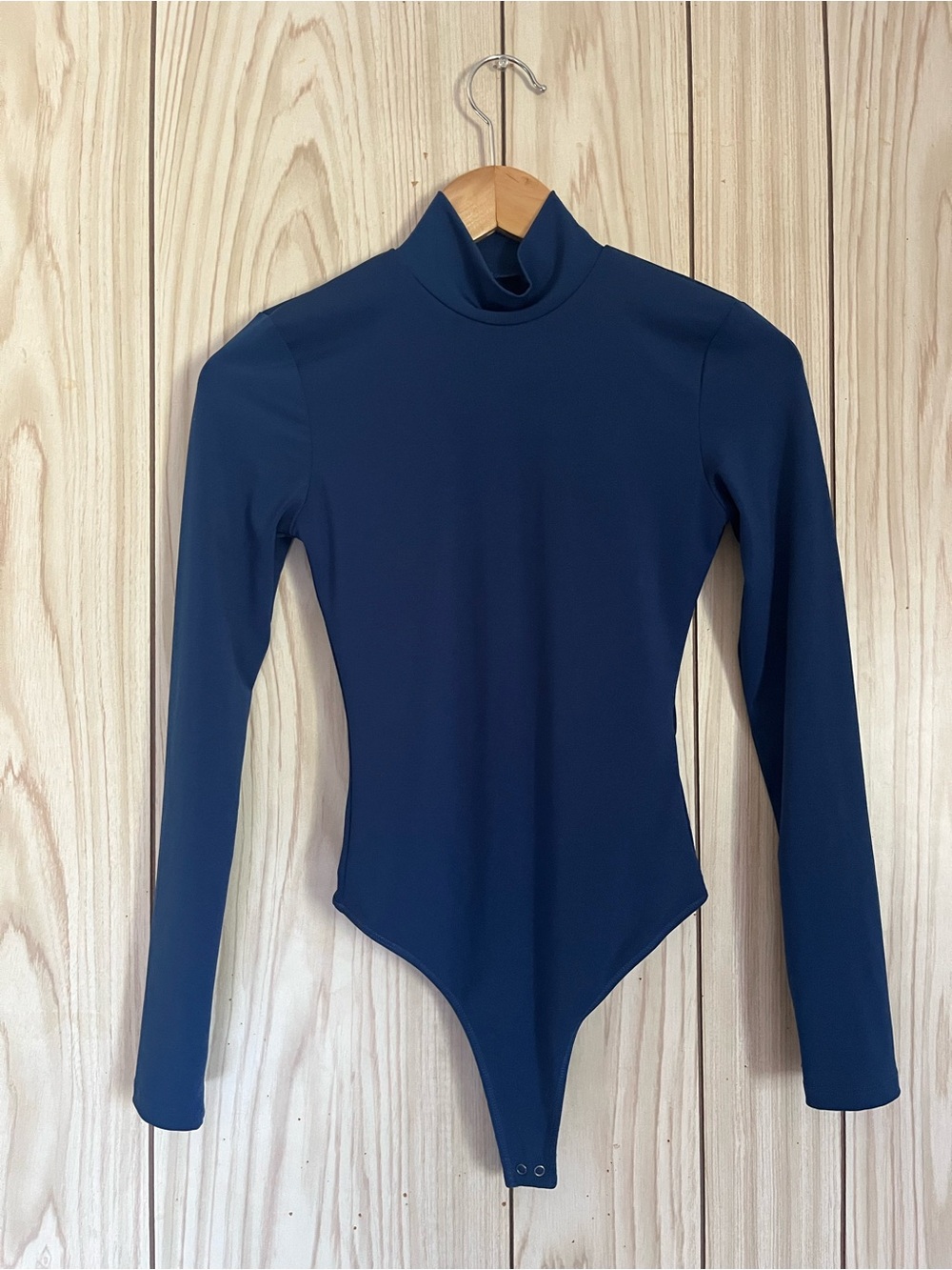 Abercrombie & Fitch Navy Mock Neck Long-Sleeve Bodysuit